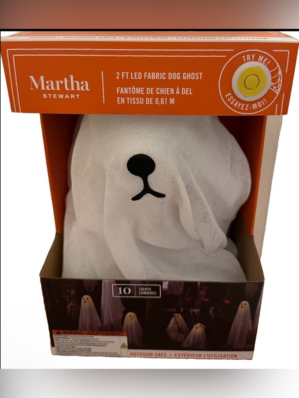 Martha Stewart White LED Fabric Dog Ghost Halloween Decoration
